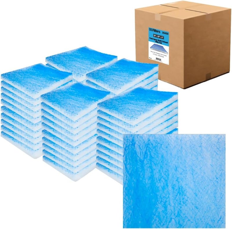 LAUCO Paint Spray Booth Exhaust Filter Pad, 20" x 25" x 2", 18 Gram Fiberglass, 50 Pack - Captures Traps Overspray Paint Particles in Auto Car Autobody Refinish Booths - Image 1